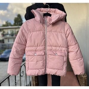H&M Girls Pink Hooded Puffer Jacket Size 10 Youth